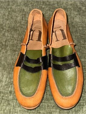 New U DOT Loafers Leather Made in Japan 8 Brown Green Black